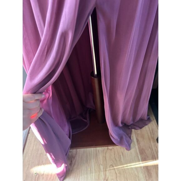 Davids Bridal Off the Shoulder Mesh Bridesmaid Dress color Chiant purple made of - Picture 3 of 6